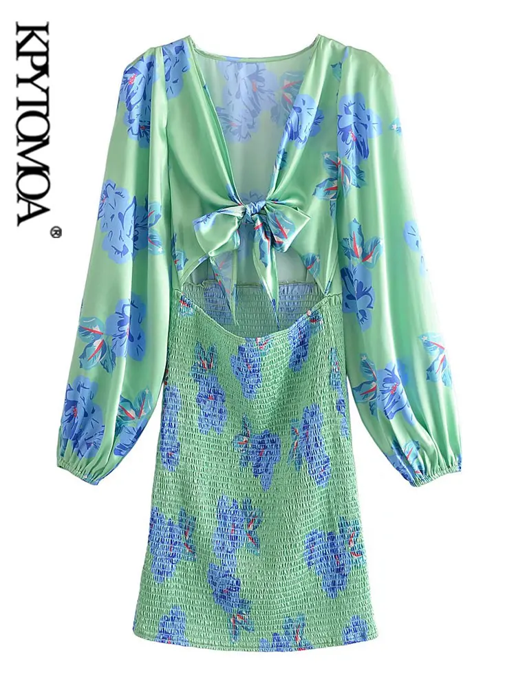 KPYTOMOA Women Fashion With Bow Tied Hollow Out Floral Print Mini Dress Vintage Long Sleeve Smocked Female Dresses Vestidos
KPYTOMOA Women Fashion With Bow Tied Hollow Out Floral Print Mini Dress Vintage Long Sleeve Smocked Female Dresses Vestidos