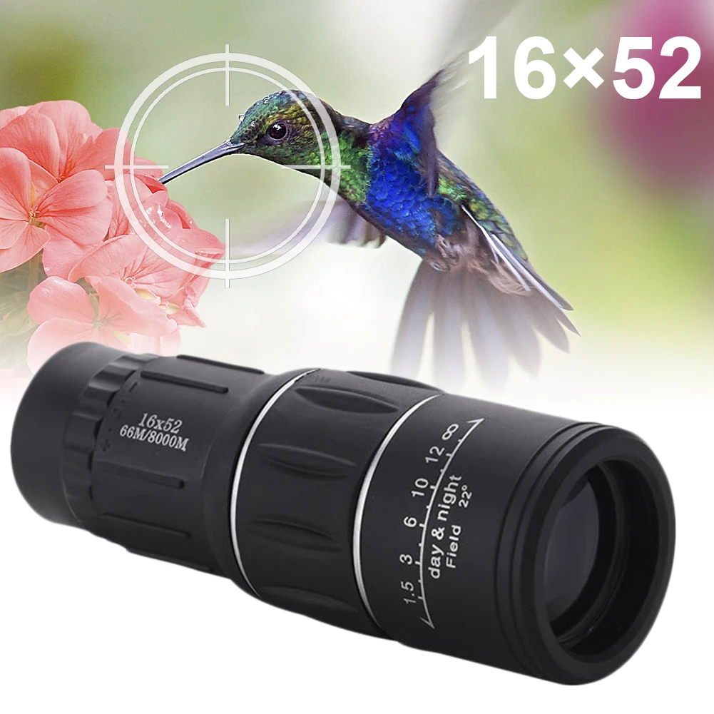 Portable 16X52 HD Monocular Telescope Day & Low Light Vision BAK4 Prism Telescope For Bird Watching Hunting Travel Outdoor
Portable 16X52 HD Monocular Telescope Day & Low Light Vision BAK4 Prism Telescope For Bird Watching Hunting Travel Outdoor