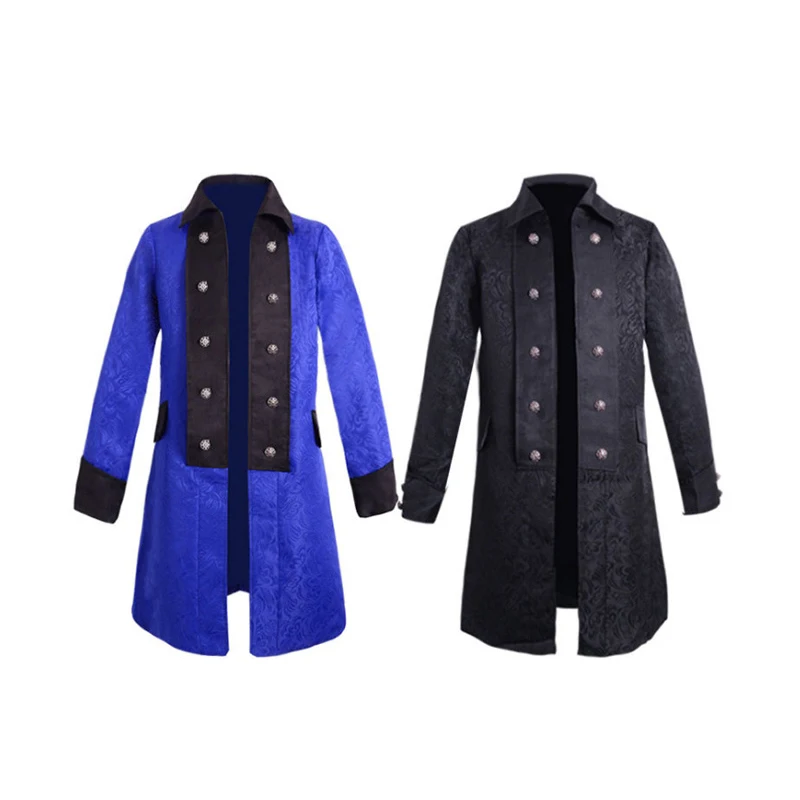 

2022Halloween Costume Xxxxxl Plus Size Men's Steampunk Jacket Vintage Jacquard Tailcoat Gothic Long Frock Coat Victorian Uniform