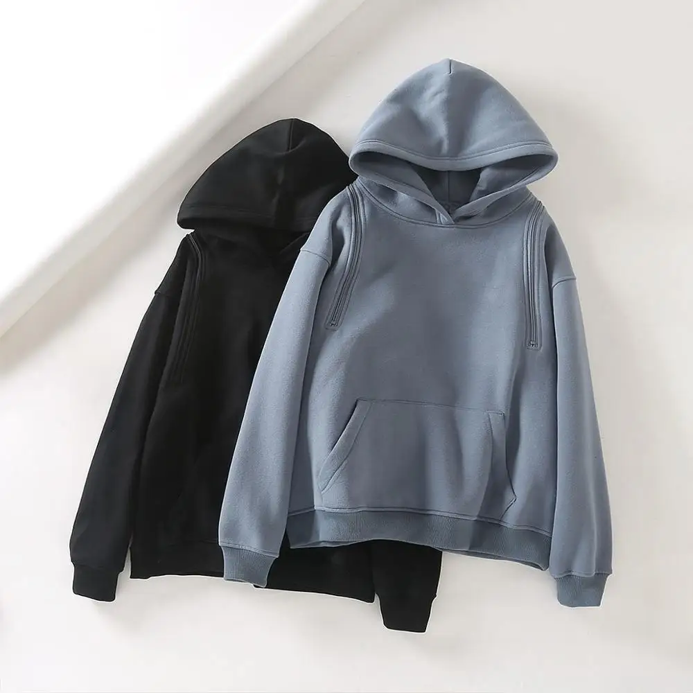 New Fashion 2020 Autumn Hooded Long Sleeve Pocket Zipper Expose Shoulder Warm Loose Sweatshirt Woman Tide Q076
New Fashion 2020 Autumn Hooded Long Sleeve Pocket Zipper Expose Shoulder Warm Loose Sweatshirt Woman Tide Q076