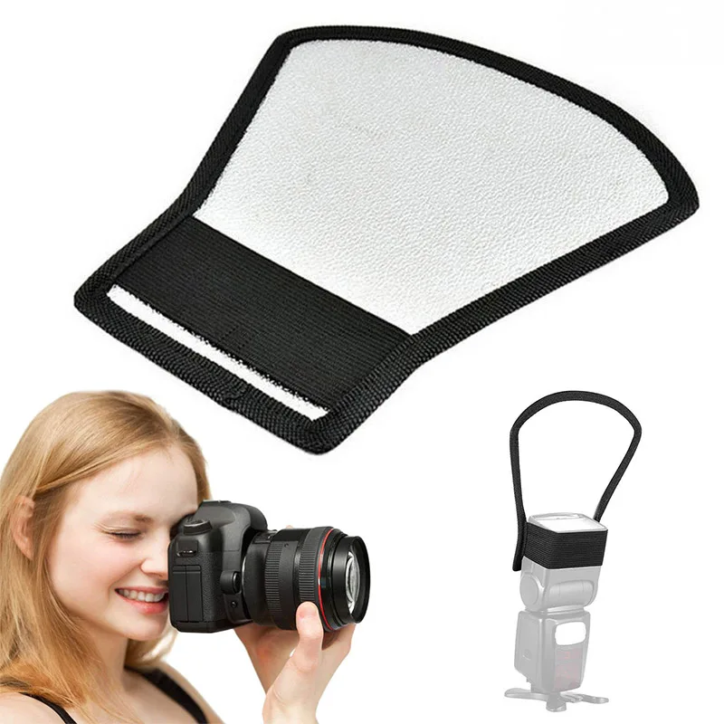 

Universal Flash Diffuser For Canon Nikon Speedlite Reduce Background Shadows Photographic Silver White Reflector Accessories
