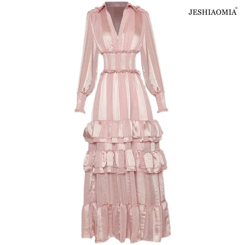 Осеннее платье макси JESHIAOMIA в полоску с V-образным вырезом и длинным рукавом в несколько рядов, 2021
Осеннее платье макси JESHIAOMIA в полоску с V-образным вырезом и длинным рукавом в несколько рядов, 2021