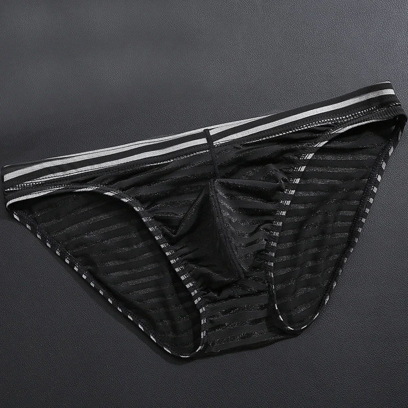 Men's Sexy Thin Transparent Briefs Underwear Nylon Underpants Panties Striped Low Waist U Convex Pouch Bikini Gay Male Briefs
Men's Sexy Thin Transparent Briefs Underwear Nylon Underpants Panties Striped Low Waist U Convex Pouch Bikini Gay Male Briefs