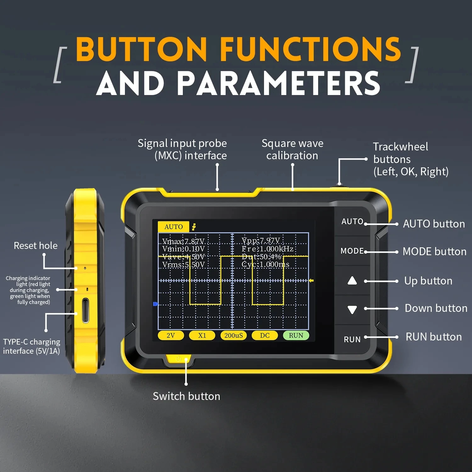 DSO152 Mini Handheld Digital Oscilloscope 2023 Latest Version 2.5MSa/s 200KHz Analog Bandwidth 800 VPP with PWM Output
DSO152 Mini Handheld Digital Oscilloscope 2023 Latest Version 2.5MSa/s 200KHz Analog Bandwidth 800 VPP with PWM Output