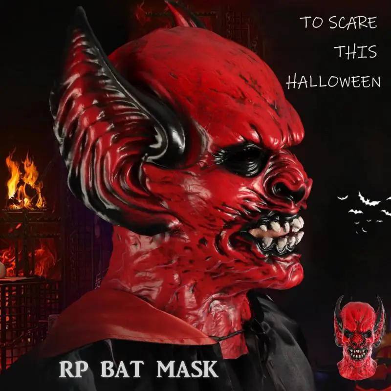 

Темный рыцарь, маски для косплея, ужасные летучие мыши, шлем на все лицо, Хэллоуин, карнавал, вечерние, латексная маска зомби, реквизит для костюма