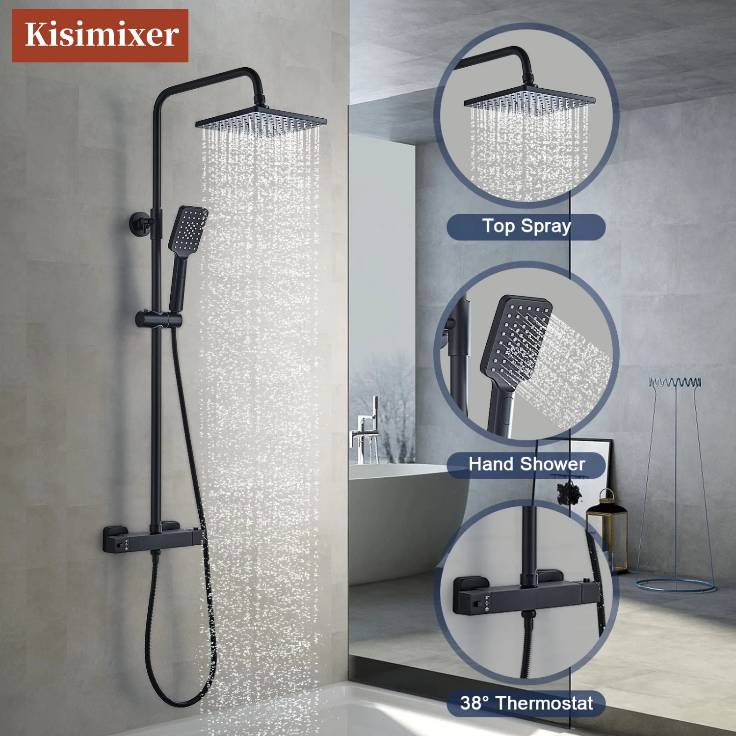 Kisimixer Bathroom Shower Faucet with Shelf Black Wall Mount Rainfall Shower Head With Handheld Sprayer Bathtub Shower Mixer
Kisimixer Bathroom Shower Faucet with Shelf Black Wall Mount Rainfall Shower Head With Handheld Sprayer Bathtub Shower Mixer