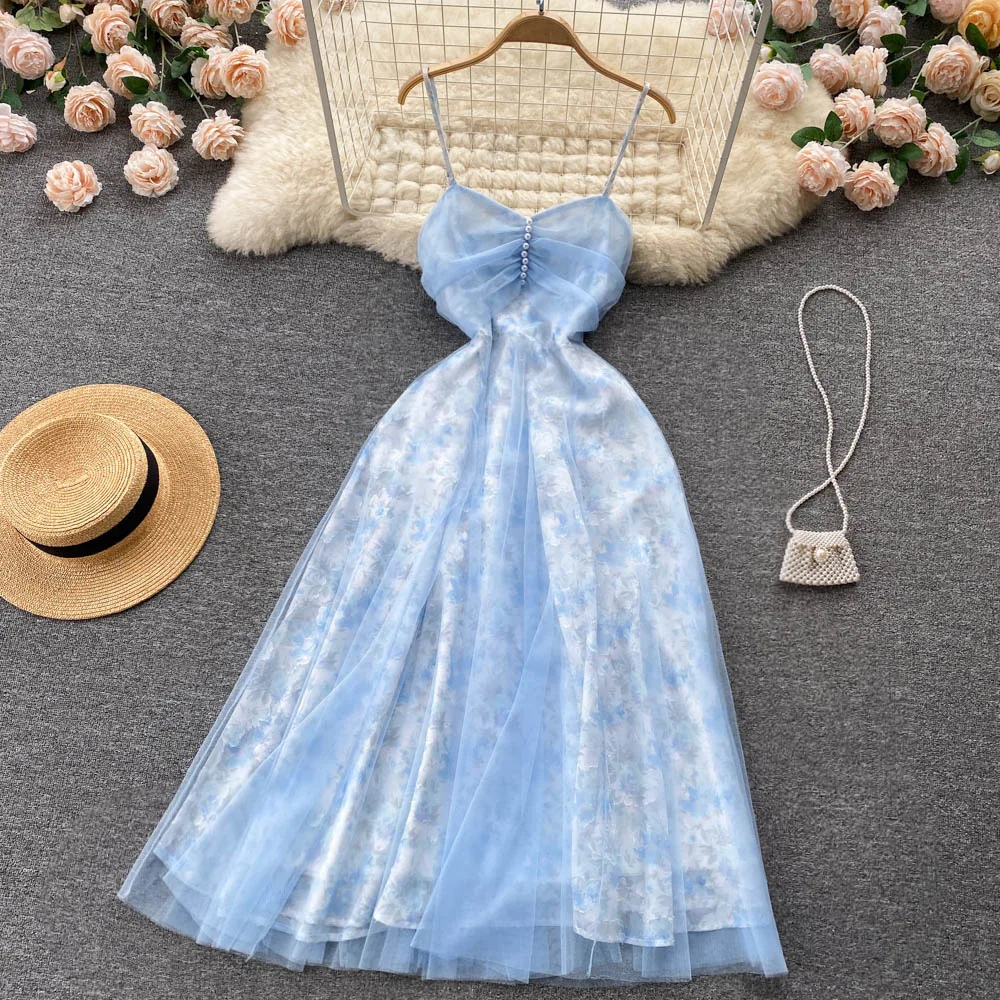 Summer New Chiffon Floral Long Skirt Waist Mesh Dress Gentle Wind Women's Temperament Fresh Niche Suspender Skirt Trendy
Summer New Chiffon Floral Long Skirt Waist Mesh Dress Gentle Wind Women's Temperament Fresh Niche Suspender Skirt Trendy