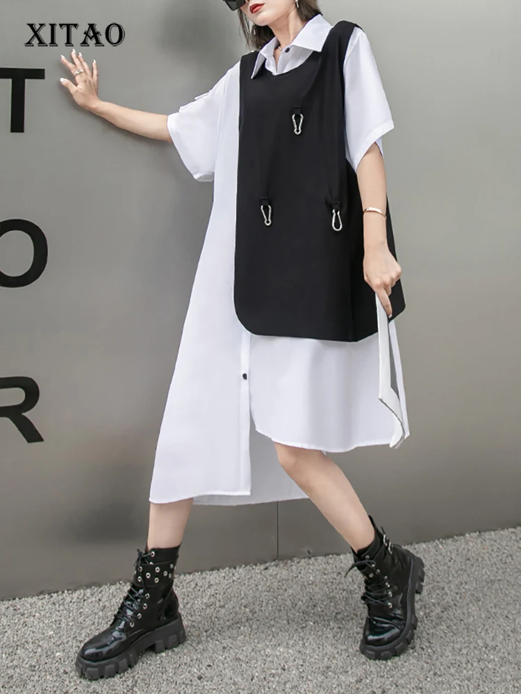 XITAO Asymmetrical Shirt Dress Two Pieces Sets Fashion Contrast Color Vest Shirt Short Sleeve Dress Summer New WLD11197
XITAO Asymmetrical Shirt Dress Two Pieces Sets Fashion Contrast Color Vest Shirt Short Sleeve Dress Summer New WLD11197