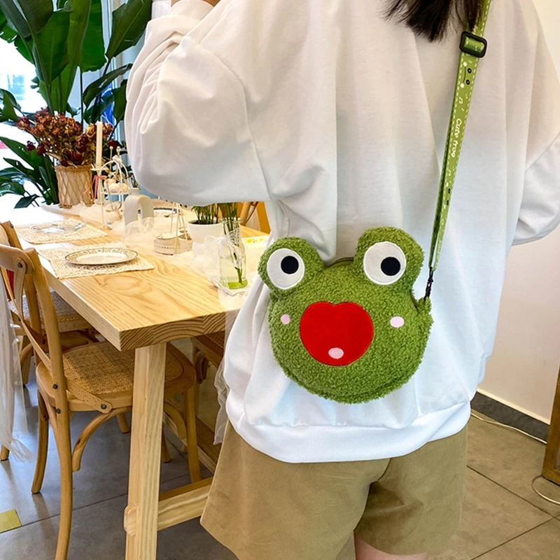 

Cartoon Ugly Cute Frog Messenger Bag Plush Shoulder Bag Gift for Valentines Day