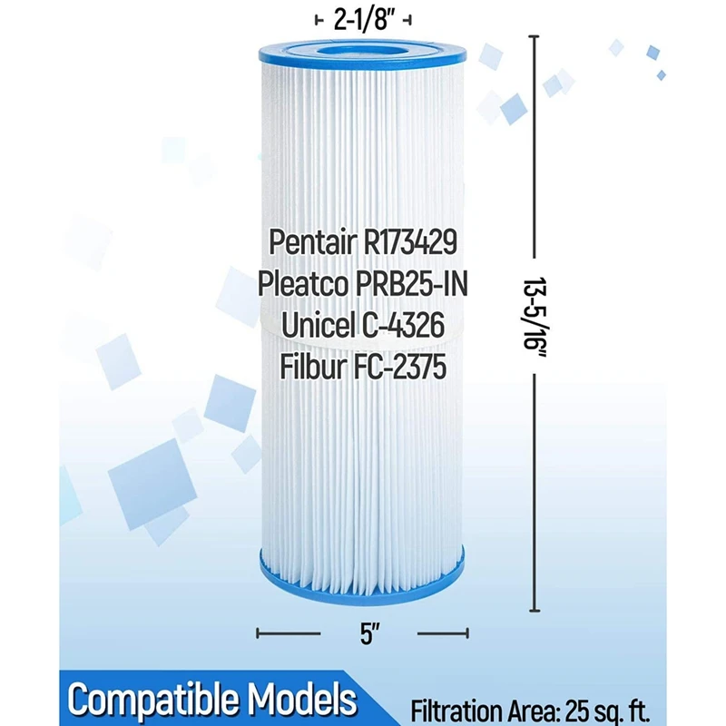 

3 шт., фильтр для горячей ванны, совместимый с Pleatco PRB25-IN Spa Filter,Unicel C-4326,Filbur FC-2375,Guardian 413-106, фильтр для бассейна