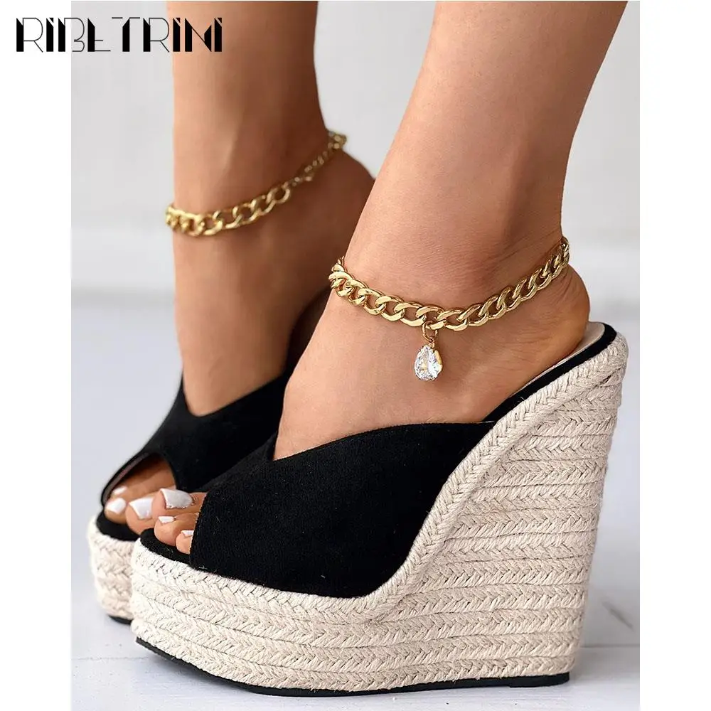 

High Heel Wedges Slip On Women Sandals Peep Toe Platform Shoes Summer Casual Leisure Comfy Sexy Rome Quality Dress Sandals Woman