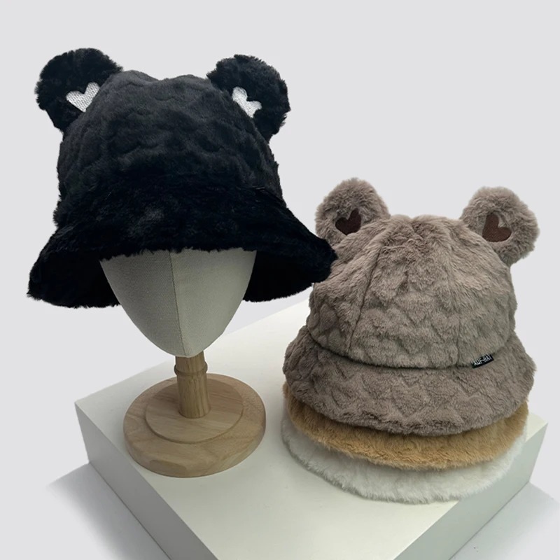 Autumn and Winter New Women Men Cute Little Bear Ears Cartoon Plush Bucket Hats Comfortable Versatile Fashion Soft Warm Solar
Autumn and Winter New Women Men Cute Little Bear Ears Cartoon Plush Bucket Hats Comfortable Versatile Fashion Soft Warm Solar