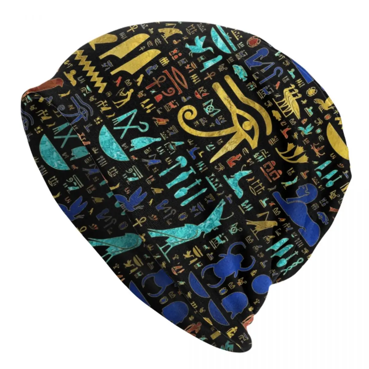 

Ancient Egyptian Hieroglyphs Skullies Beanies Caps Unisex Winter Warm Knitted Hat Egypt Symbol Bonnet Hats Outdoor Ski Cap