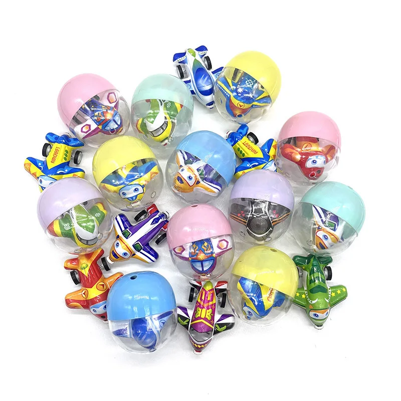 

10PCS 47*55mm Mixed Surprise Egg Capsule Macaron Egg Ball Model Doll Toy Boy Pull Back Airplane Toy Boy Gift Random Delivery
