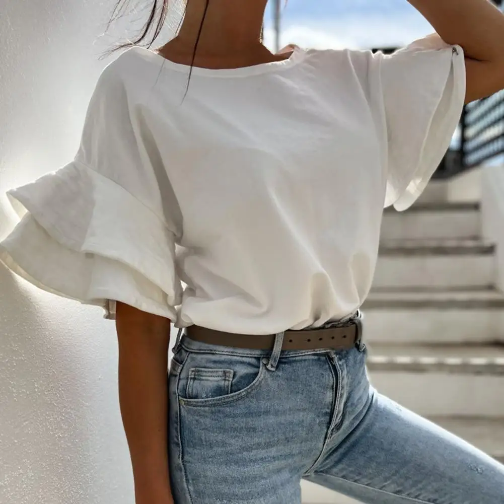 Women T-shirt Chic Casual Young Pure Color Machine Washable Women Tops Female Garment Summer Blouse Women T-shirt
Women T-shirt Chic Casual Young Pure Color Machine Washable Women Tops Female Garment Summer Blouse Women T-shirt