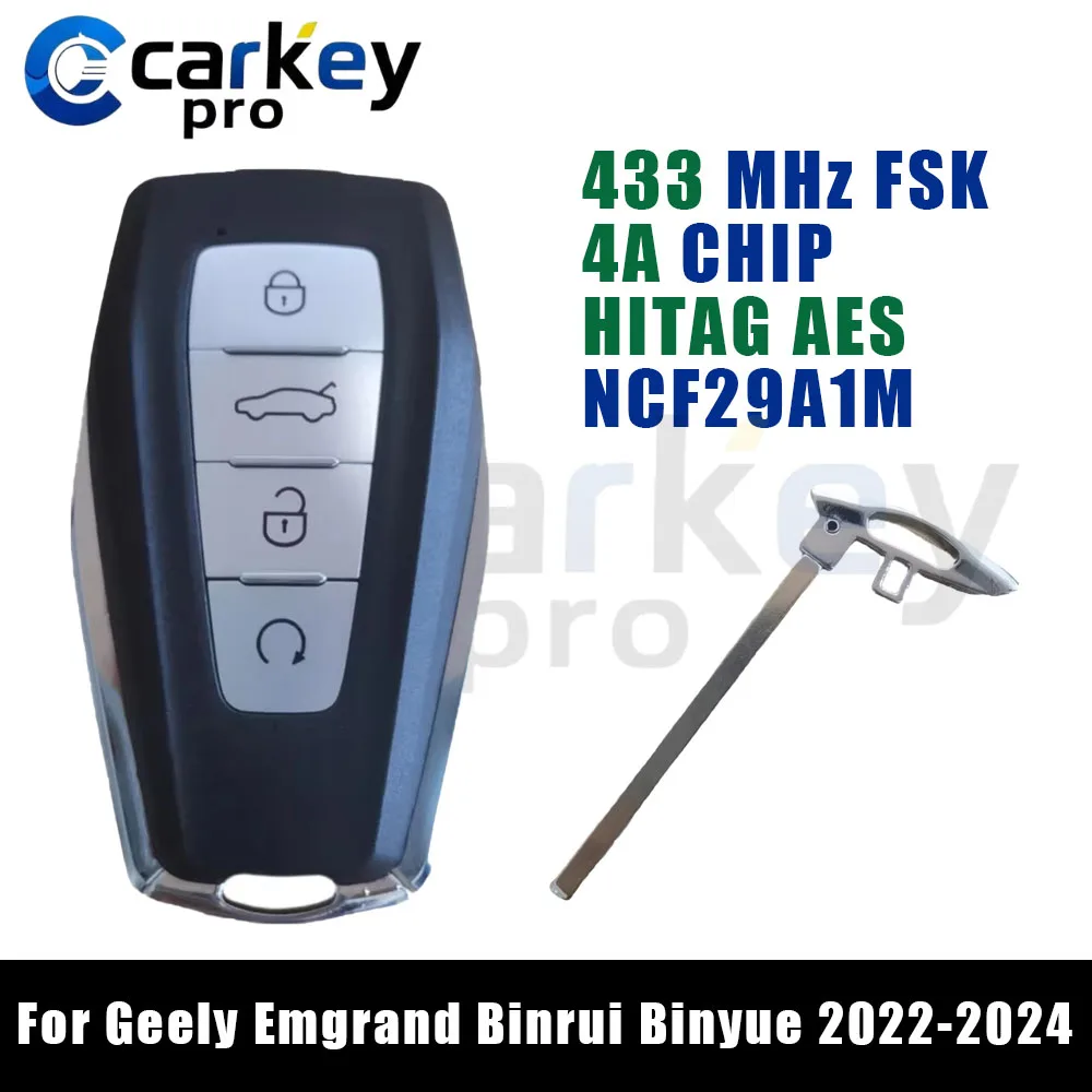 Автомобильный ключ Carkeypro с 4 кнопками, чипами NCF29A1M / HITAG AES / 4A, частотой 433 МГц, OEM PCB, бесключевой смарт-ключ для Geely Emgrand, Binrui, Binyue, Proton
Автомобильный ключ Carkeypro с 4 кнопками, чипами NCF29A1M / HITAG AES / 4A, частотой 433 МГц, OEM PCB, бесключевой смарт-ключ для Geely Emgrand, Binrui, Binyue, Proton