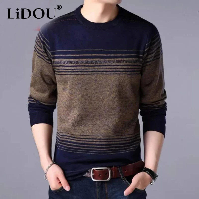 Autumn Winter Casual Loose Vintae Striped Sweaters Man Lon Sleeve All Matc Pullover Male Keep Warm Fasion entmen Clotes
Autumn Winter Casual Loose Vintae Striped Sweaters Man Lon Sleeve All Matc Pullover Male Keep Warm Fasion entmen Clotes