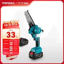 Yofidra 18V 6 Inch Brushless Electric Saw with Adjustable Oil Can Handheld Cordless Logging Saw Branch Cutting Tool Chainsaw