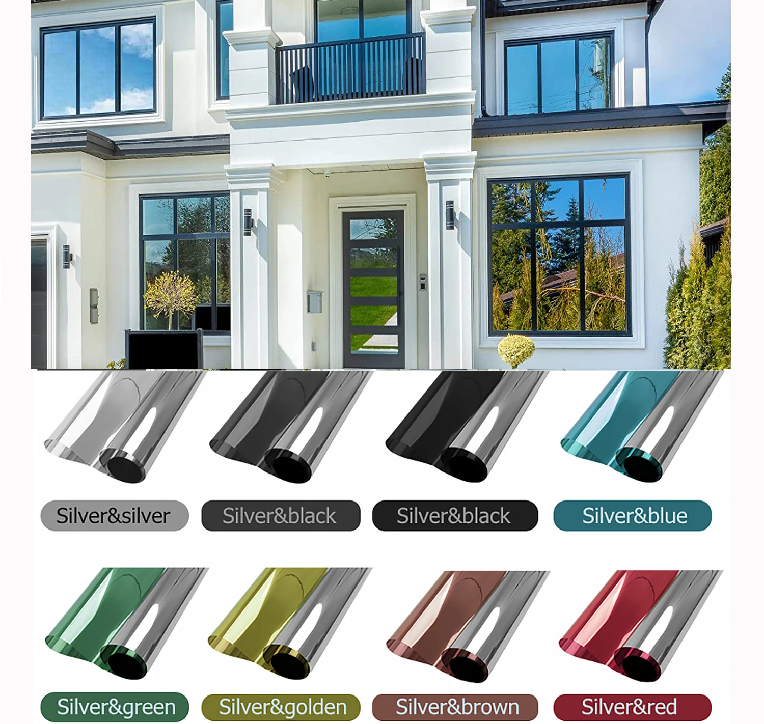 One Way Mirrored Window Film Stained Self-Adhesive Blackout Reflective Tint Privacy Heat Control Solar Vinyl Glass Sticker
One Way Mirrored Window Film Stained Self-Adhesive Blackout Reflective Tint Privacy Heat Control Solar Vinyl Glass Sticker
