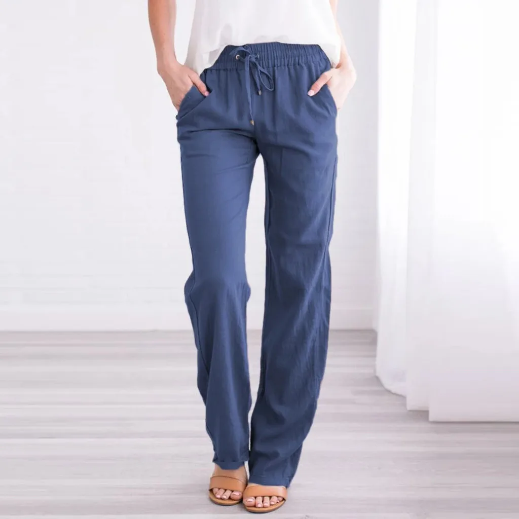 Women's Elastic Waist Solid Color Wide Leg Pants Loose Yoga Pants Ladies Retro Cotton Linen Straight Leg Pants Drawstring Pants
Women's Elastic Waist Solid Color Wide Leg Pants Loose Yoga Pants Ladies Retro Cotton Linen Straight Leg Pants Drawstring Pants