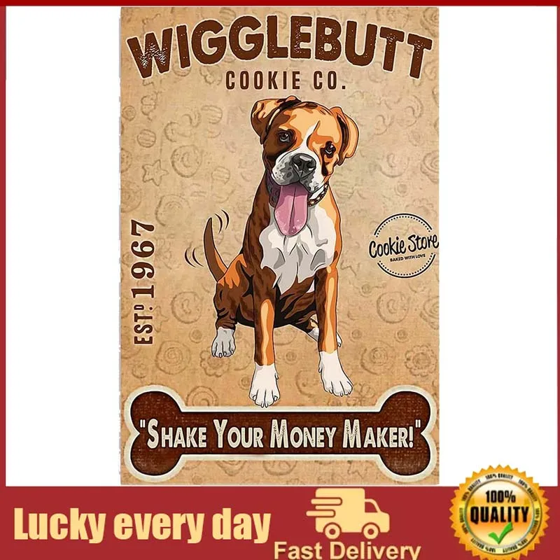 Vintage Boxer Metal Plaque Poster Wigglebutt Cookie Co Shake Your Money Maker Retro Metal Tin Sign Plaque Wall Decor Gift
Vintage Boxer Metal Plaque Poster Wigglebutt Cookie Co Shake Your Money Maker Retro Metal Tin Sign Plaque Wall Decor Gift