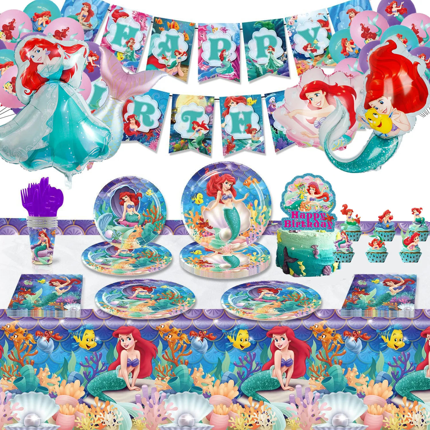 The Little Mermaid Princess Ariel Birthday Party Decorations Paper Napkin Cup Plate Tablecloth Party Tableware Set Supplies
The Little Mermaid Princess Ariel Birthday Party Decorations Paper Napkin Cup Plate Tablecloth Party Tableware Set Supplies