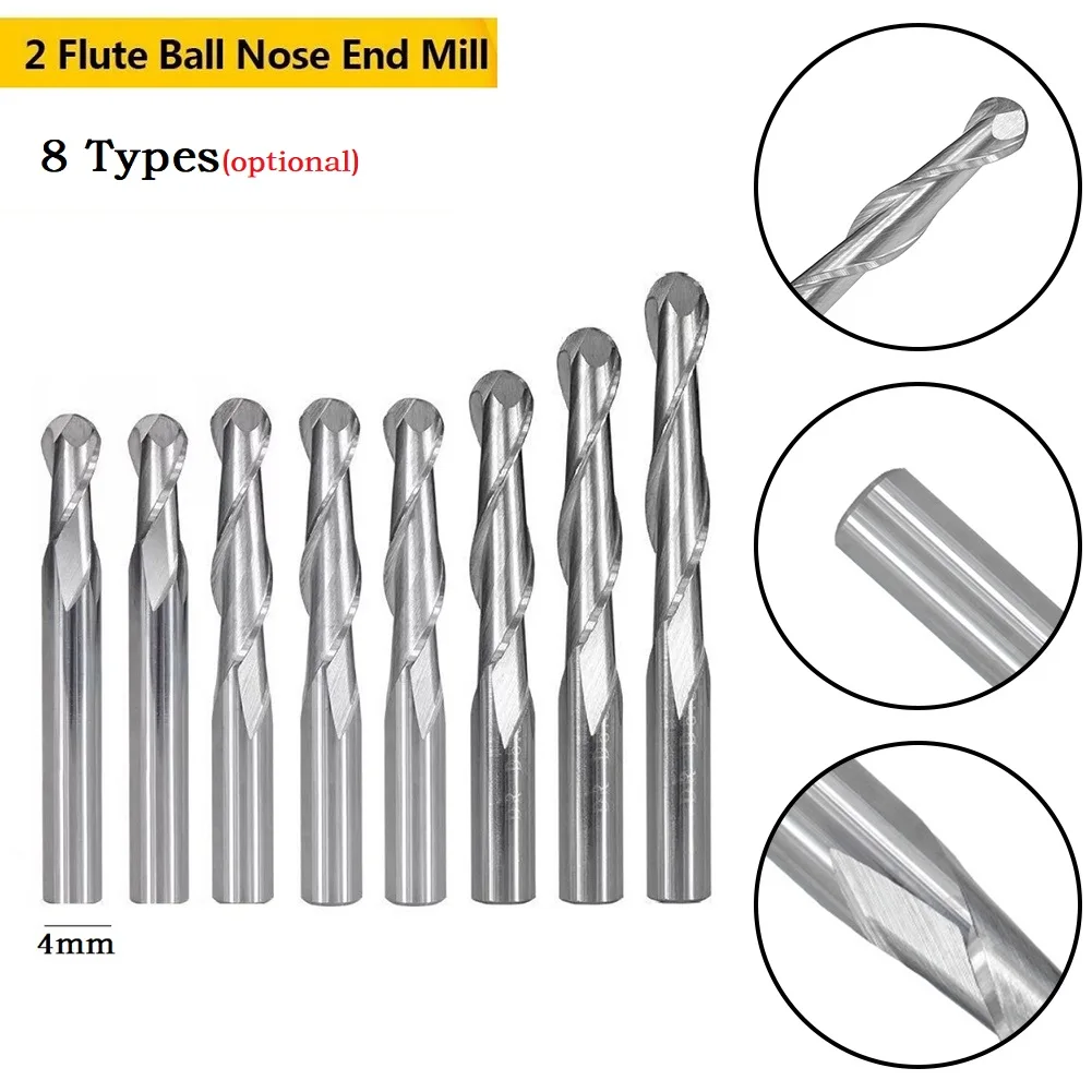 4mm Shank Double Edge Milling Cutter Solid Carbide Spiral 2 Flutes Ball Nose End Mill Cutter Engraving Bit Woodworking Tool
4mm Shank Double Edge Milling Cutter Solid Carbide Spiral 2 Flutes Ball Nose End Mill Cutter Engraving Bit Woodworking Tool