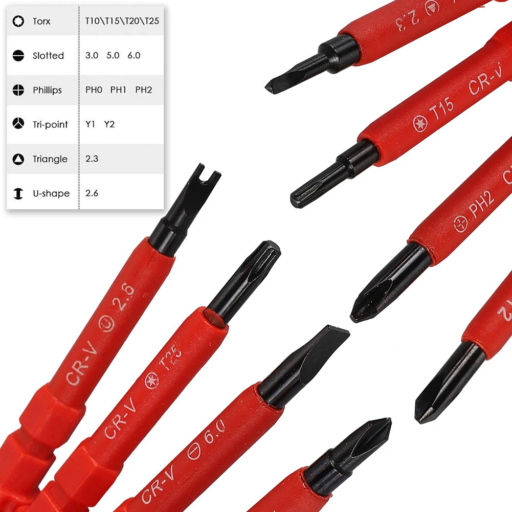 8PCS Multi-Purpose Electricians Screwdriver Bit Set For Electrical Insulated Repaire Screw Driver Bits T10 T15 T20 T25 PH0 PH1
8PCS Multi-Purpose Electricians Screwdriver Bit Set For Electrical Insulated Repaire Screw Driver Bits T10 T15 T20 T25 PH0 PH1