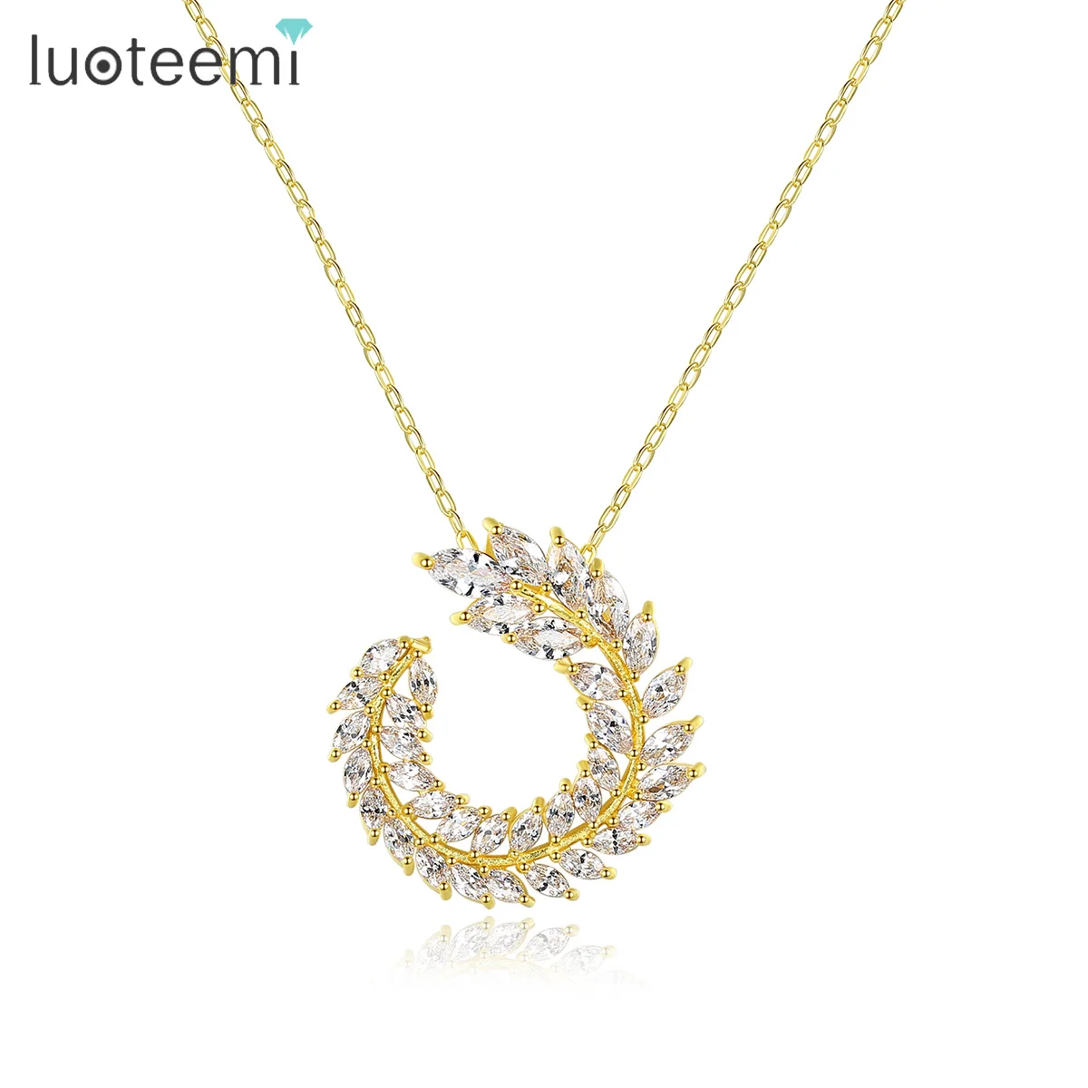 LUOTEEMI Fashion Big Leaf Necklace for Women Wedding Party Paved CZ Exquisite Gold Color Korean Fashion Jewelry Korean Gift
LUOTEEMI Fashion Big Leaf Necklace for Women Wedding Party Paved CZ Exquisite Gold Color Korean Fashion Jewelry Korean Gift