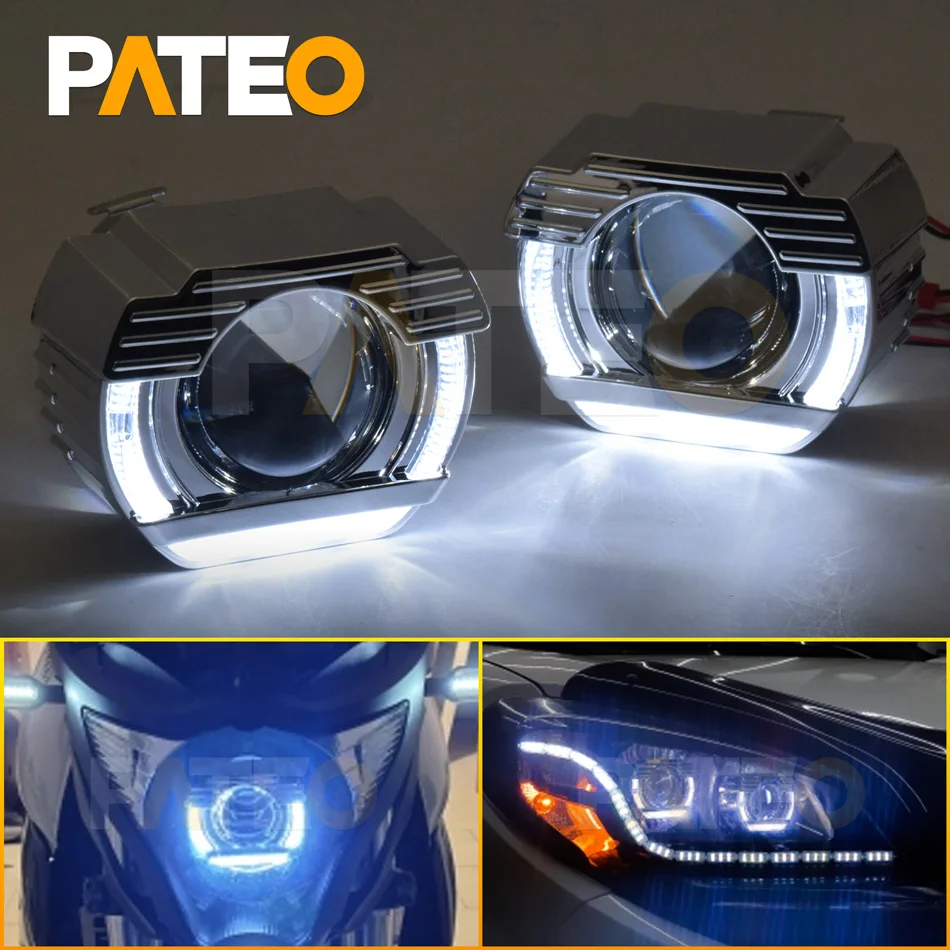 

Car Motorcycle HID Bi-xenon Headlight Lenses H1 H4 H7 Projector 2 inch Mini LED Optical Angel Eye Halo Rings DRL Retrofit Kit