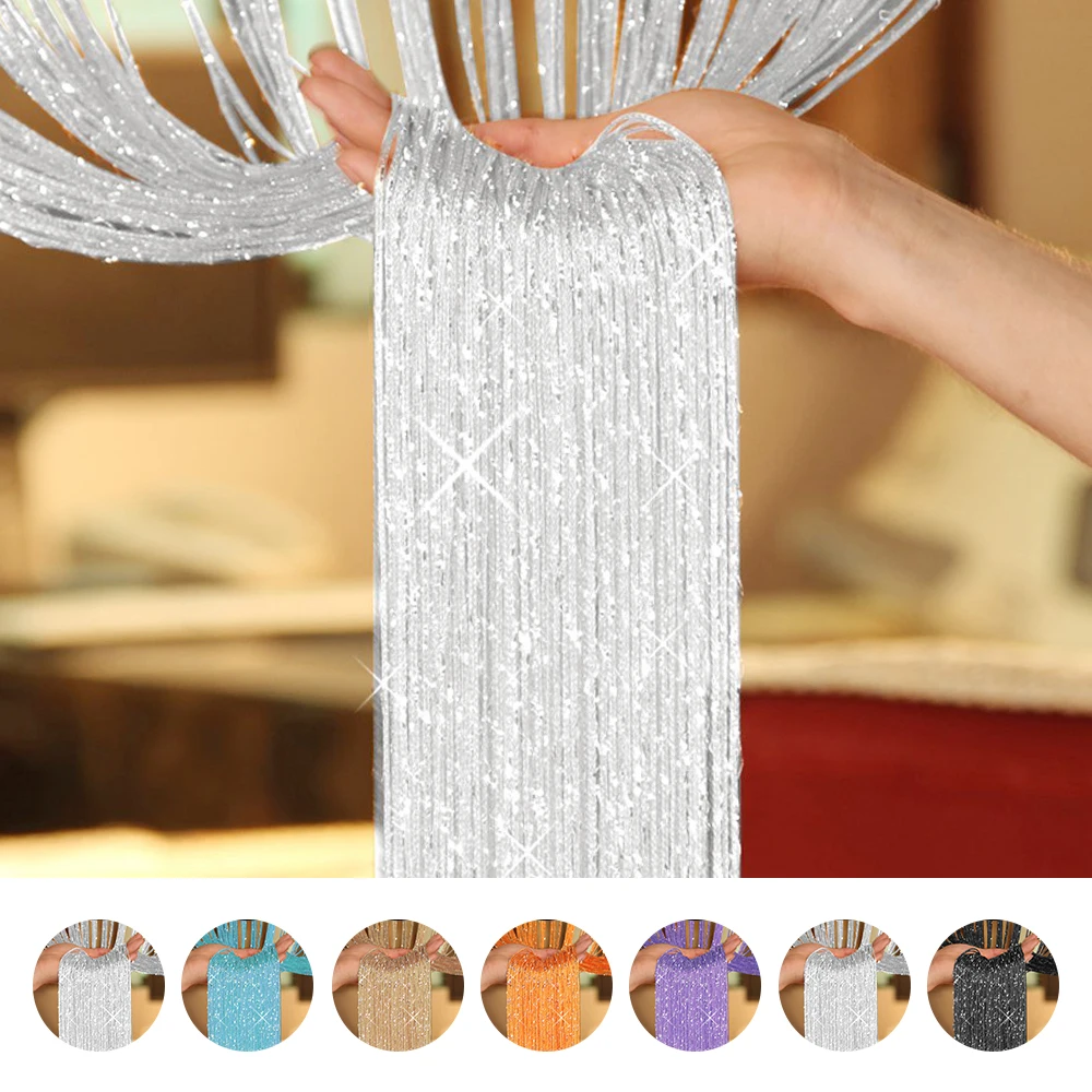 1X2M Glitter String Door Curtain Beads Flash Line Shiny Tassel String Door Curtain Window Room Divider Home Decoration curtains
1X2M Glitter String Door Curtain Beads Flash Line Shiny Tassel String Door Curtain Window Room Divider Home Decoration curtains