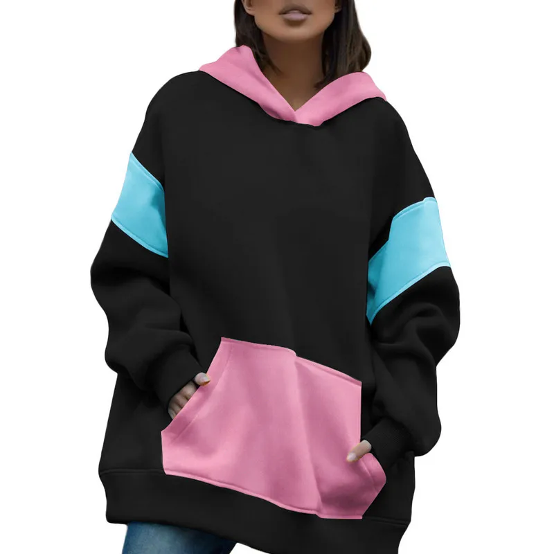 Женские толстовки контрастных цветов, Свободный пуловер с длинным рукавом, топы с карманами, осенне-зимнее длинное пальто, уличная одежда, н...
Женские толстовки контрастных цветов, Свободный пуловер с длинным рукавом, топы с карманами, осенне-зимнее длинное пальто, уличная одежда, н...