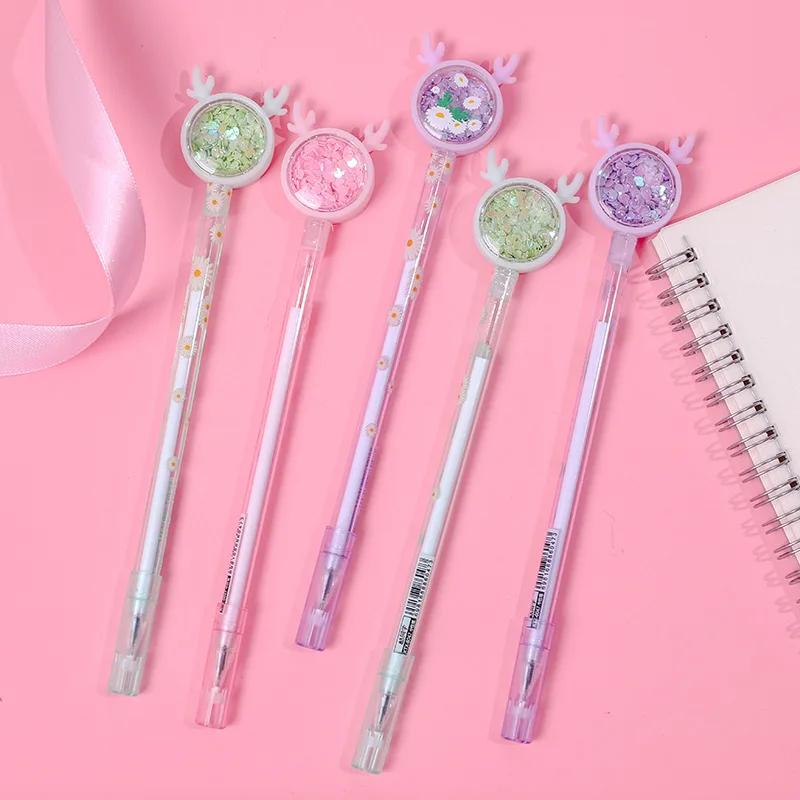Ins girl heart deer sequin neuter pen creative small Daisy lovely pen small fresh signature pen student Roller ball pen
Ins girl heart deer sequin neuter pen creative small Daisy lovely pen small fresh signature pen student Roller ball pen