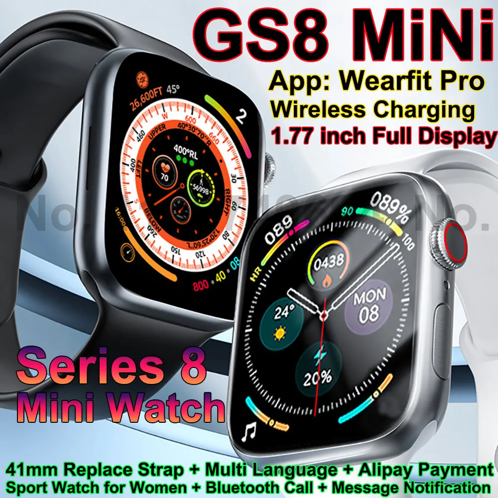 

GS8 MINI 41mm Smartwatch 2023 iwo Series 8 reloj hombre 1.77 inch 320*380 DIY Face Alipay Smart Watch Women PK HK9 Pro H11 HK8