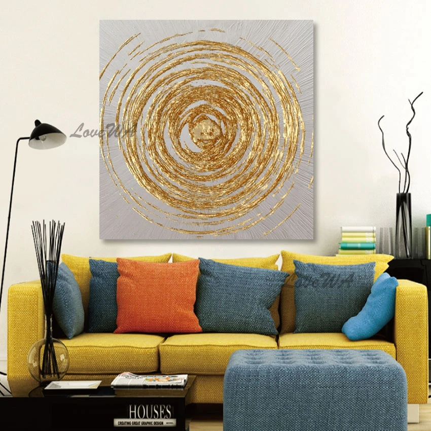 Modern Gold Foil Circle Pattern Abstract Oil Painting For Living Room Framless Showpiece For Home Decoration Custom Artwork
Modern Gold Foil Circle Pattern Abstract Oil Painting For Living Room Framless Showpiece For Home Decoration Custom Artwork