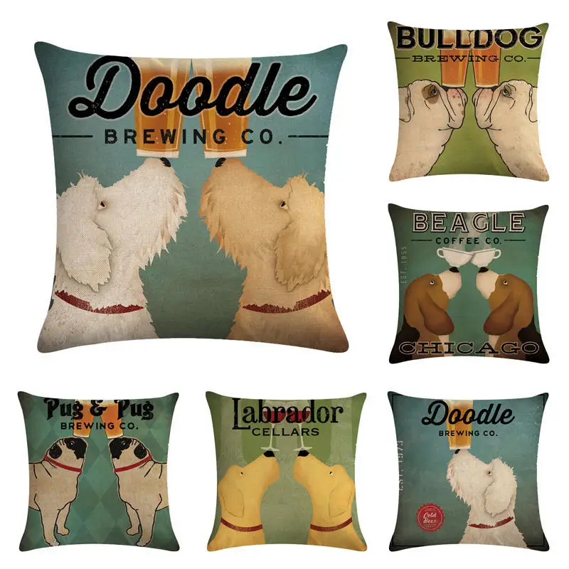 45x45cm Vintage Wine Cup Dog Linen Pillow Cover Fashion Home Decor Cushions Covers Beige Linen Pillows Cases
45x45cm Vintage Wine Cup Dog Linen Pillow Cover Fashion Home Decor Cushions Covers Beige Linen Pillows Cases
