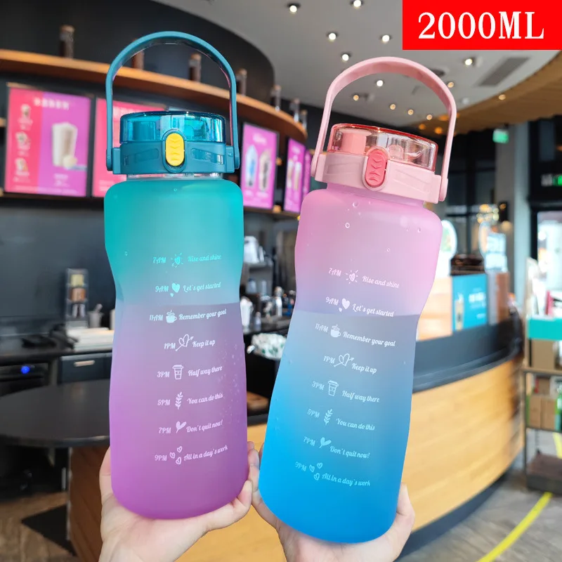 2L Large Capacity Water Bottle Double Cup Mouth Bounce Cover Time Scale Marker Frosted Water Cup for Outdoor Sports Fitness
2L Large Capacity Water Bottle Double Cup Mouth Bounce Cover Time Scale Marker Frosted Water Cup for Outdoor Sports Fitness