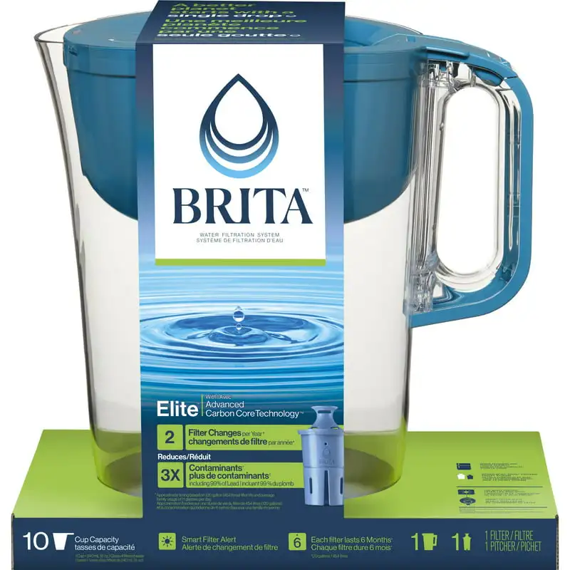10 Cup Water Filter Pitcher with 1 Filter, Made Without BPA, Huron, Teal 
10 Cup Water Filter Pitcher with 1 Filter, Made Without BPA, Huron, Teal