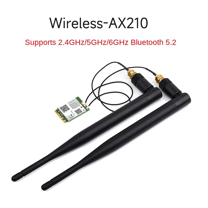 

AX210 Tri Band Wireless Network Card New Green 2.4Ghz/5Ghz/6Ghz 5374Mbps BT5.2 Wifi 6E Wireless Module 802.11AX Support MU-MIMO