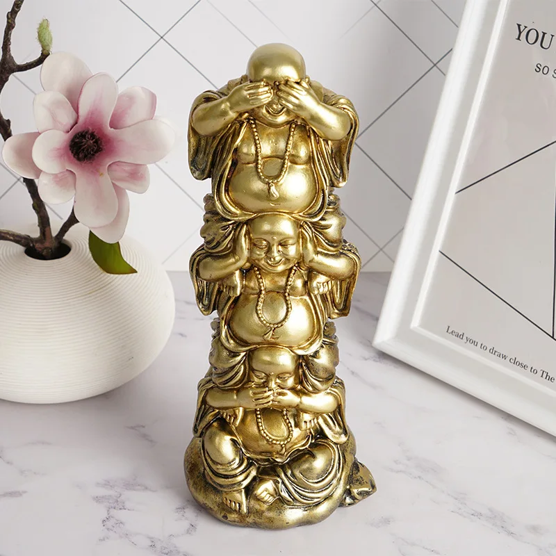 

Buddha Figurine Crafts Don't Look Don't Talk Don't Listen Buddha Statues Home Living Room Decoration Office Bedroom Desk Decor