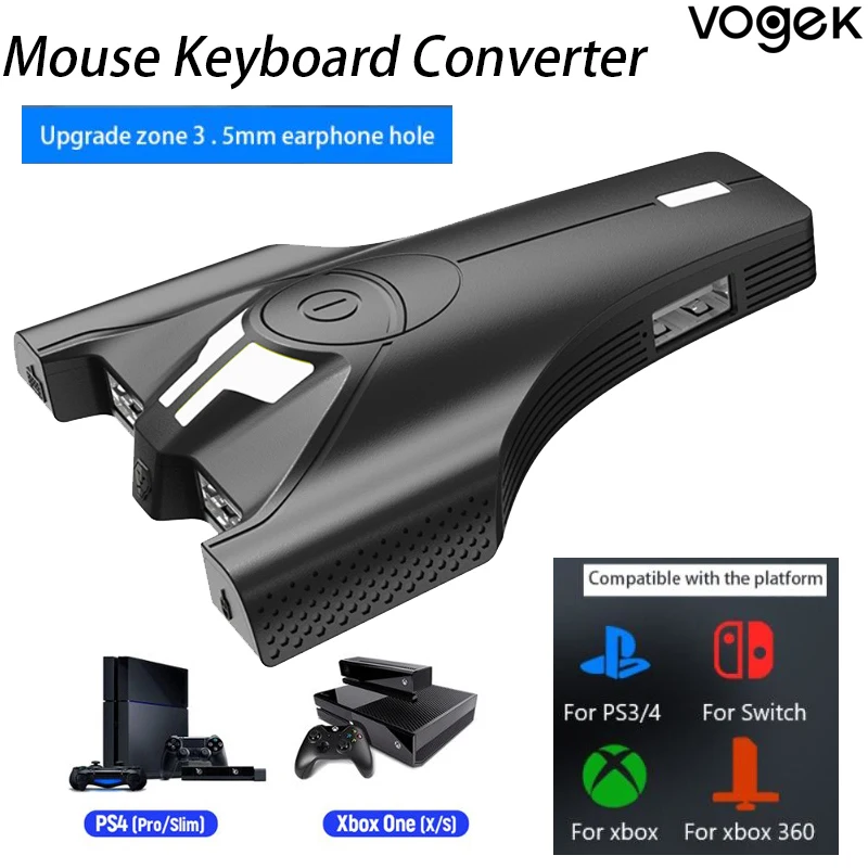 Конвертер Vogek для игровой клавиатуры и мыши для игровых контроллеров Nintendo Switch, USB-адаптер с поддержкой наушников для PS4 и XBOX ONE
Конвертер Vogek для игровой клавиатуры и мыши для игровых контроллеров Nintendo Switch, USB-адаптер с поддержкой наушников для PS4 и XBOX ONE