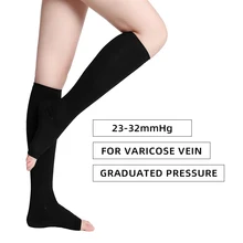 Legbeauty 23-32mmHg Medical Compression Stockings Women Open Toe Elastic Nursing Pressure Calf Socks Sleep Varicose Vein Treat