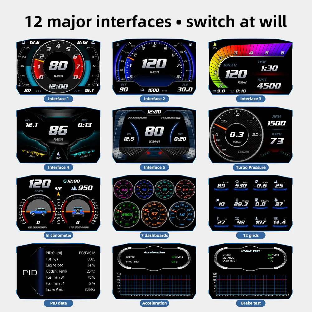 HUD OBD2 Head Up Display Digital Car Speedometer W/ Fuel Level Voltage Odometer 3.5-inch Borderless Right-angle Display
HUD OBD2 Head Up Display Digital Car Speedometer W/ Fuel Level Voltage Odometer 3.5-inch Borderless Right-angle Display