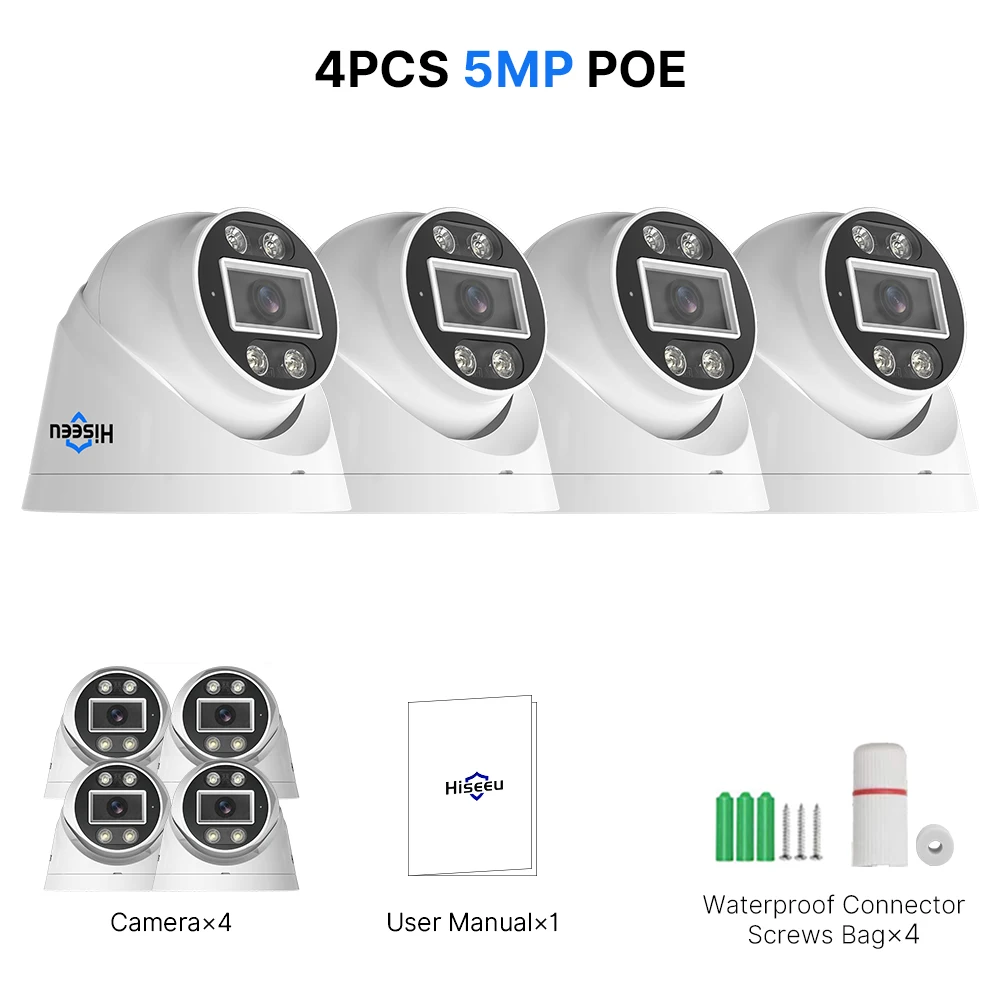 Hiseeu POE IP камера 5MP 4K обнаружение лиц
Hiseeu POE IP камера 5MP 4K обнаружение лиц