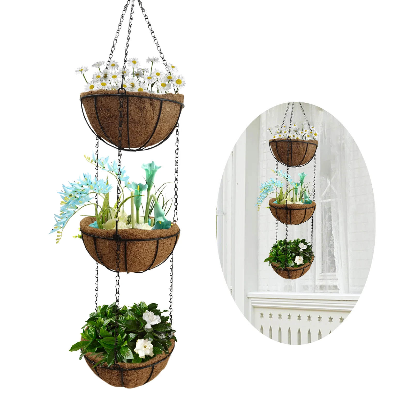 Garden Hangings Baskets Vintage Planter With Coco-Liner 3 Layers Hangings Planter Plant Hanger Flower Basket Plant Growers For
Garden Hangings Baskets Vintage Planter With Coco-Liner 3 Layers Hangings Planter Plant Hanger Flower Basket Plant Growers For