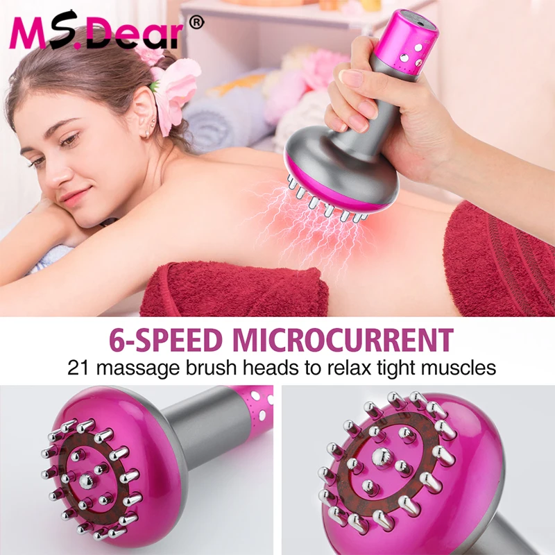 

Electric Meridian Brush Heating Therapy 6 Speed Microcurrent Vibration Anti Cellulite Body Shaping Slim Rechargeable Massager