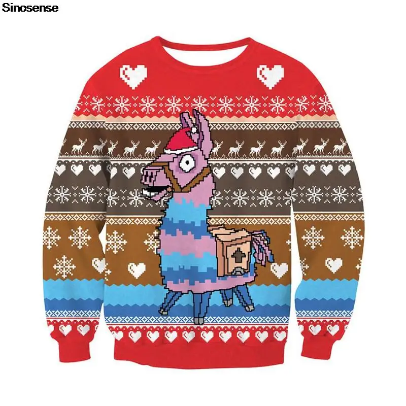 

Men Women Reindeer Snowflake Ugly Christmas Sweater Pullover Crew Neck Xmas Sweatshirt 3D Funny Printed Christmas Jumper Tops