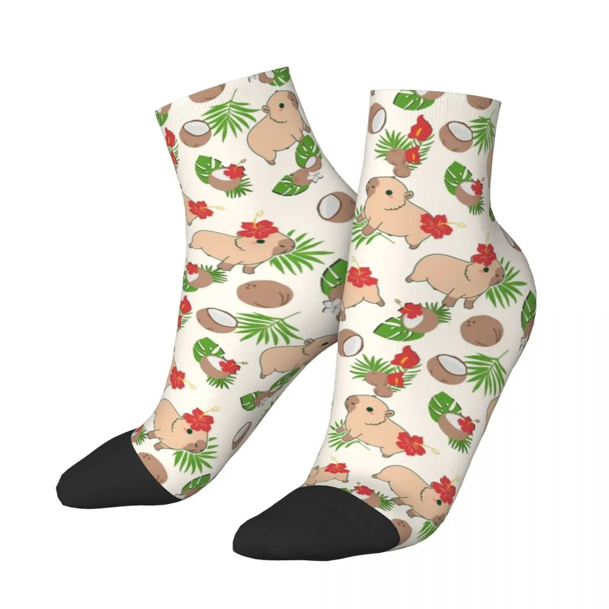 

Autumn Winter Hip-hop Women Men Kawaii Capybara Coconut Dog Short Socks Animal Lover Sweat Absorbing Basketball Crew Socks