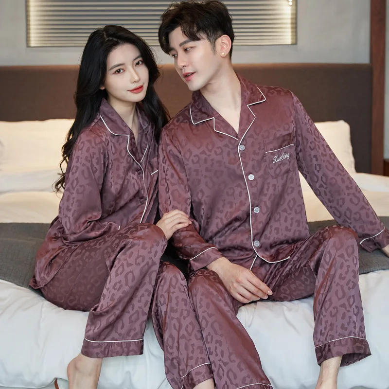 Ice Silk Couple Ladies Pajamas Summer Long Sleeve Lapel Cardigan Suit Can Wear A Big Yards men's Silk Household To Take Comforta
Ice Silk Couple Ladies Pajamas Summer Long Sleeve Lapel Cardigan Suit Can Wear A Big Yards men's Silk Household To Take Comforta