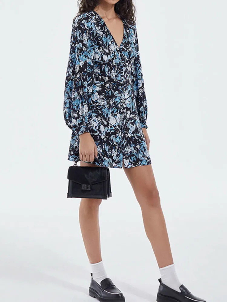 V-neck Dress Women's Print Long Sleeve Early Spring New 2022 High Waist Female Mini Robe with Buttons
V-neck Dress Women's Print Long Sleeve Early Spring New 2022 High Waist Female Mini Robe with Buttons